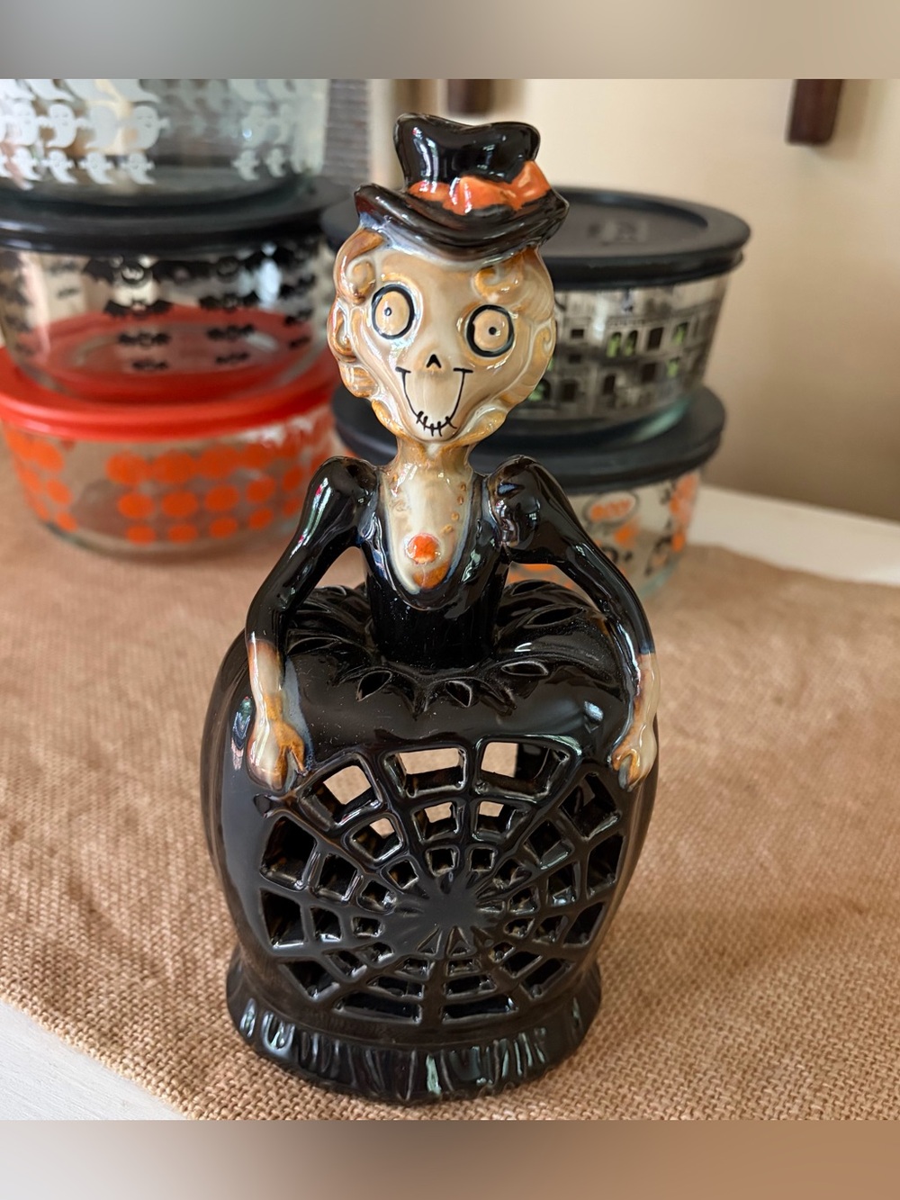 Yankee Candle Boney Bunch Aunt Hilda Skeleton Tea Light Candle Holder🎃❤️